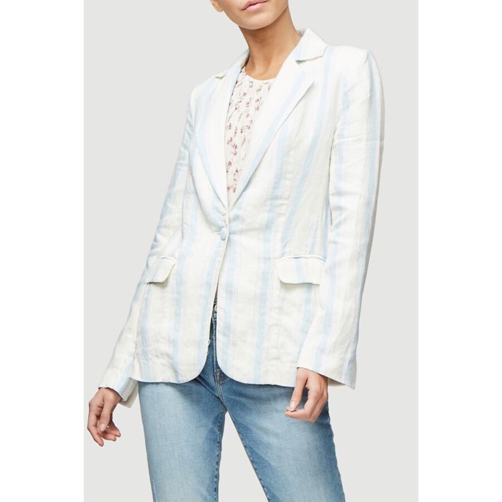 Frame Striped Linen Blazer